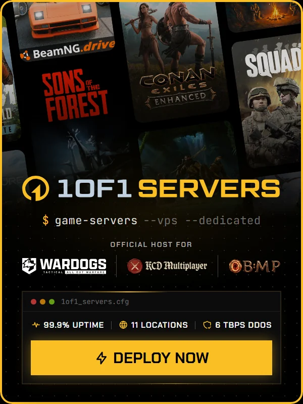 1OF1 Servers — Official host for WARDOGS. Game servers, VPS and dedicated machines.